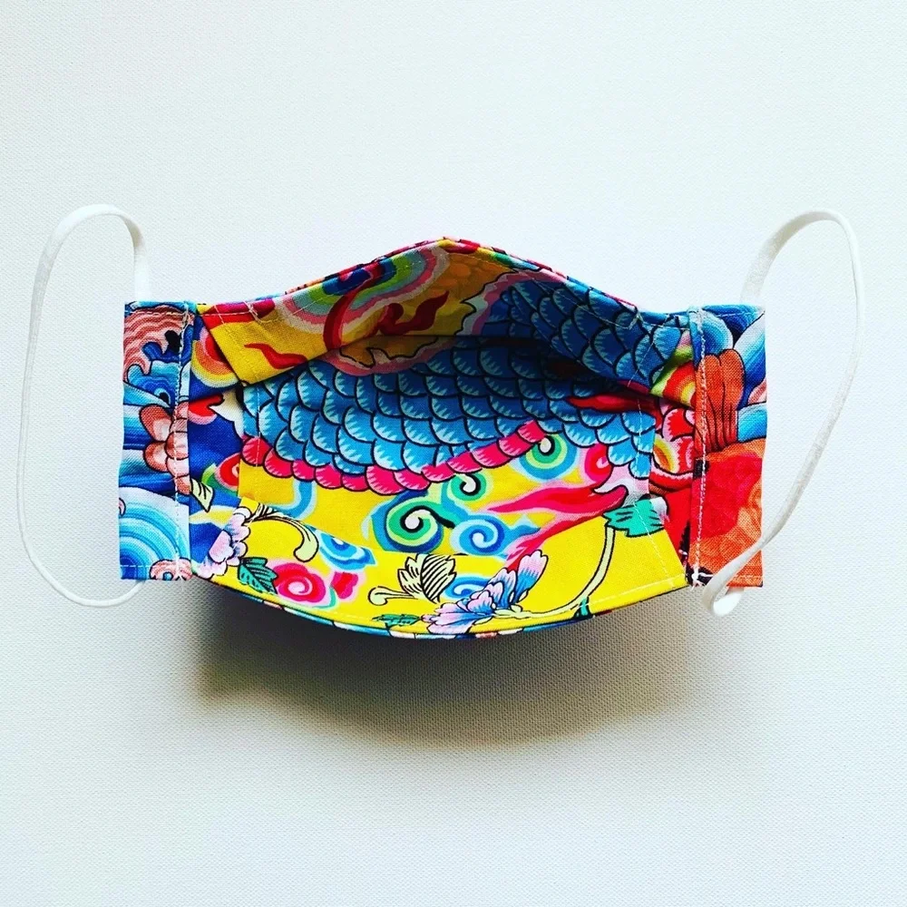 NEW Handmade Koi Fish Print 3D Face Mask in Blue